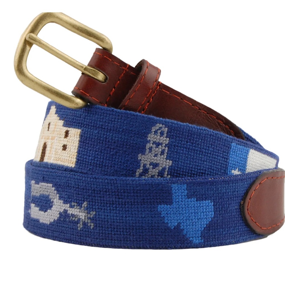 Smathers Branson Embroidered Texas-Themed Needlepoint Belt
